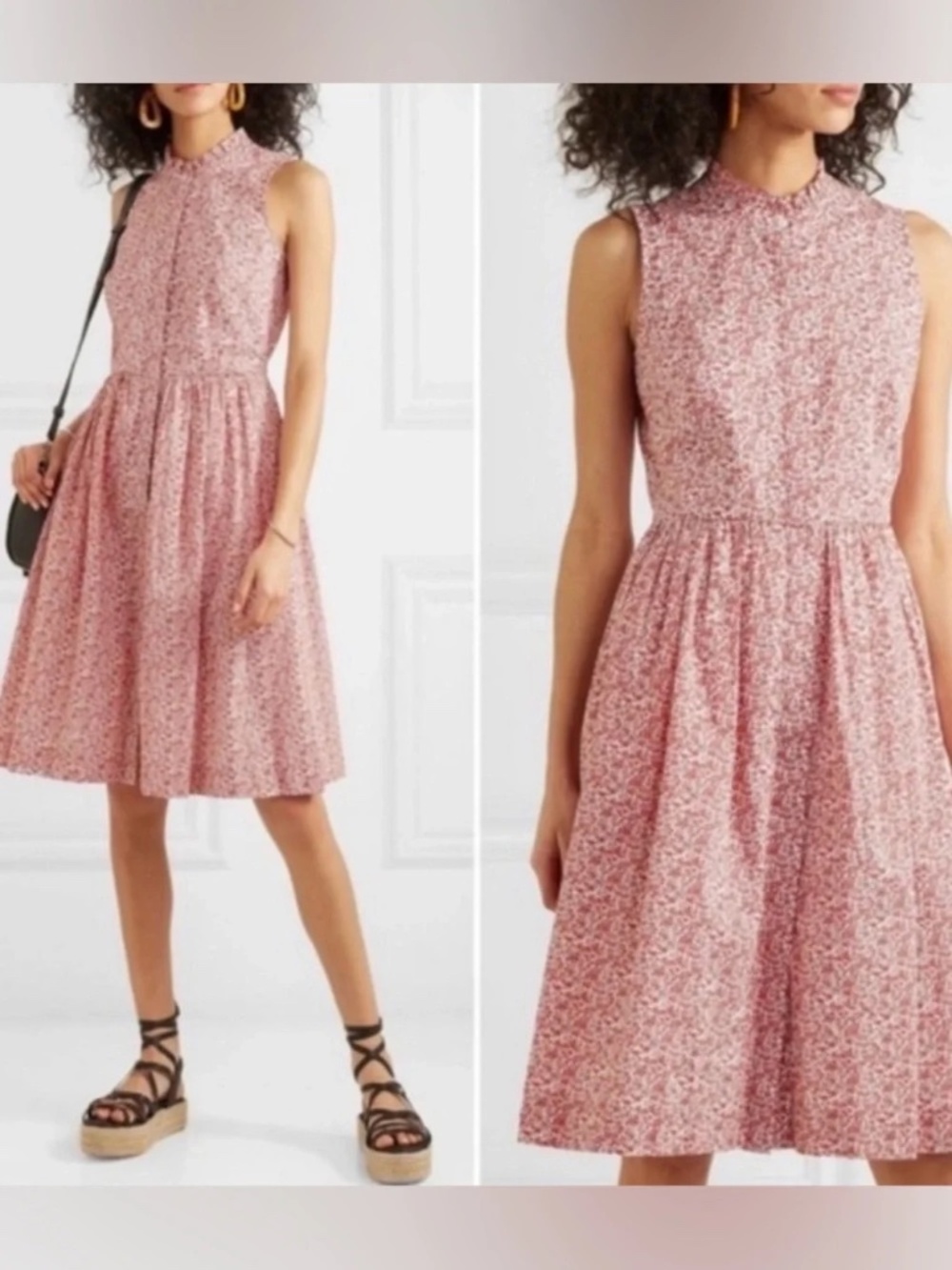 J.Crew Liberty Print Sleeveless ruffleneck midi dress chamomile floral 8